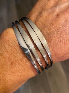 Sterling Silver 925 Multi-Band Cuff Bracelet Modernist 31.7g